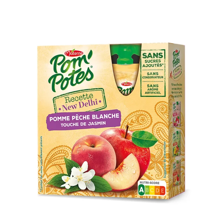 MATERNE POM POTES POMME PECHE BLANCHE 4X90G