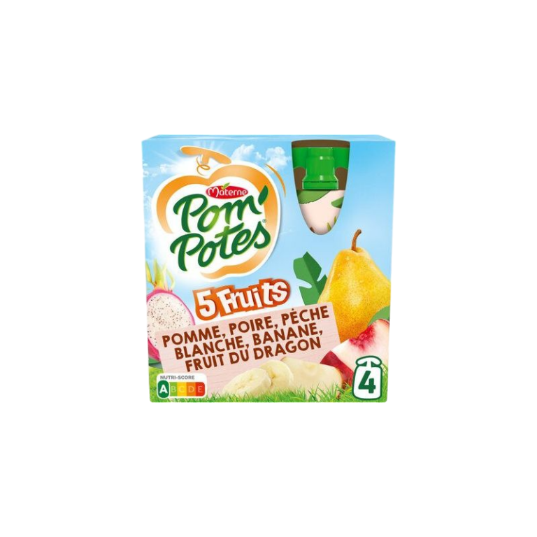 MATERNE POM POTES 5 FRUITS SS. SUCRES 4X90G
