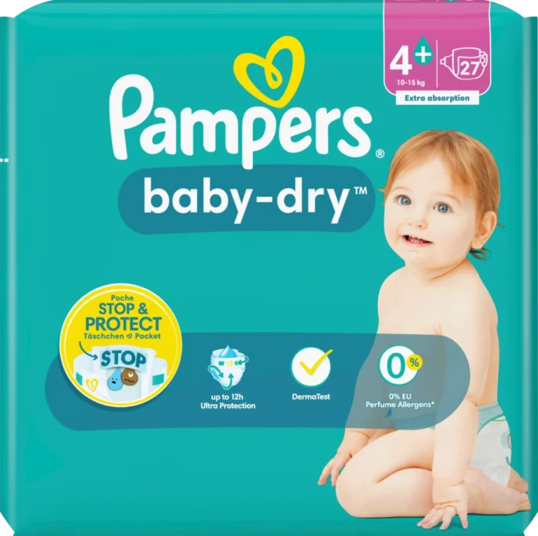 PAMPERS COUCHE SÈCHE BABY T4 (10-15KG) 27U