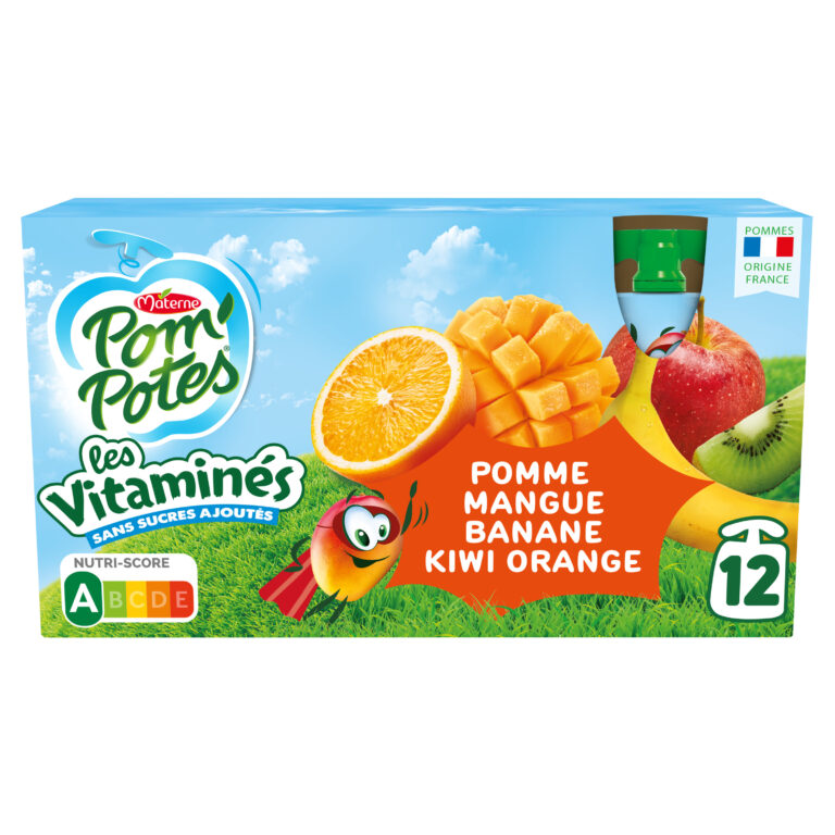MATERNE POM POTES LES VITAMINÉS SS SUCRE 12X90G
