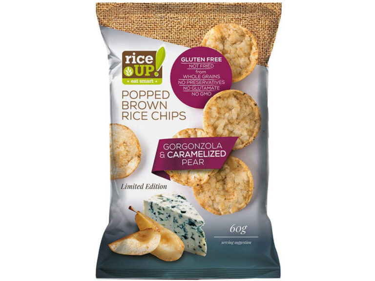 RICEUPS CHIPS SIN GLUTEN SABOR GORGONZOLA Y PERA 60G