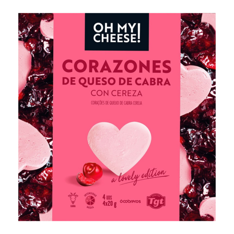 OH MY CHEESE COEURS DE FROMAGE DE CHÈVRE & CERISE 80G