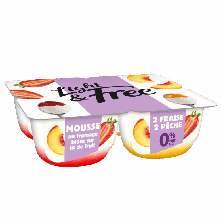 LIGHT & FREE MOUSSE FROMAGE BLANC PÊCHE FRAISE 4X115G