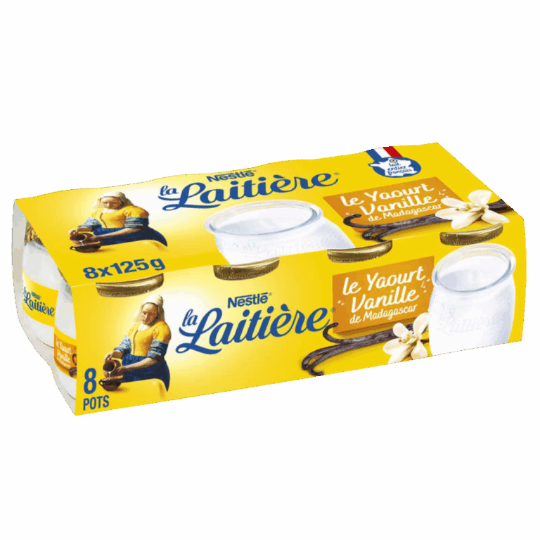 LA LAITIERE  YAOURT LAIT NAT POT VERRE VANILLE 8X125G