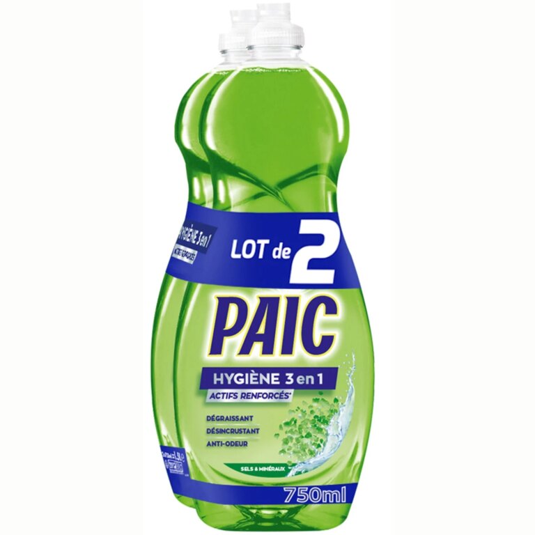 PAIC LIQUIDE VAISSELLE 3E1 HYGIÈNE 2X750ML