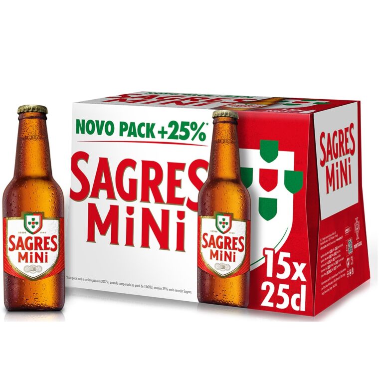 SAGRES CERVEJA COM ALCOOL MINI 15X25CL