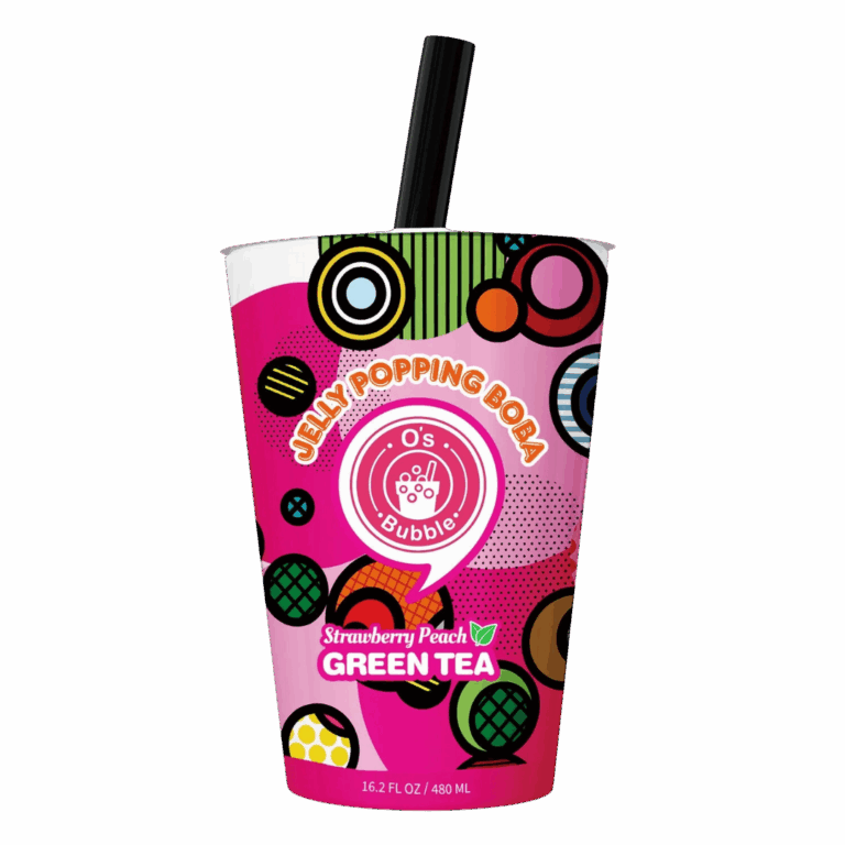 JELLY POPPING BOBA BUBBLE TEA FRAISE PÊCHE 350ML