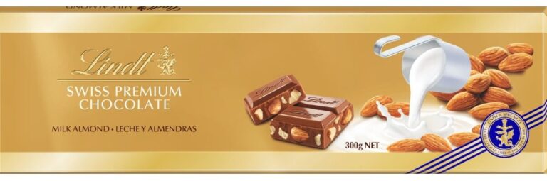 LINDT CHOCOLATE DE AMÊNDOA SWISS PREMIUM 300G
