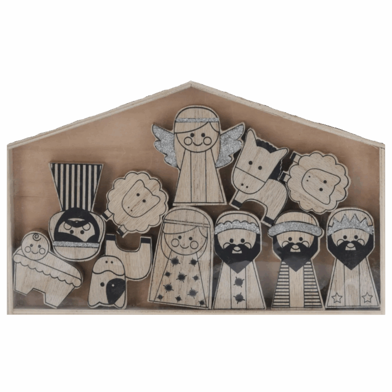   CRÈCHE EN BOIS À COLORIER