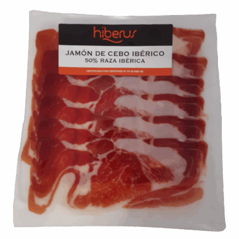 HIBERUS JAMBON IBÉRIQUE CEBO 50% TRANCHES 80G