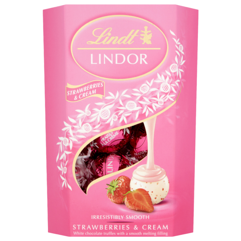 LINDT LINDOR CORNET MORANGO E CREME 200G