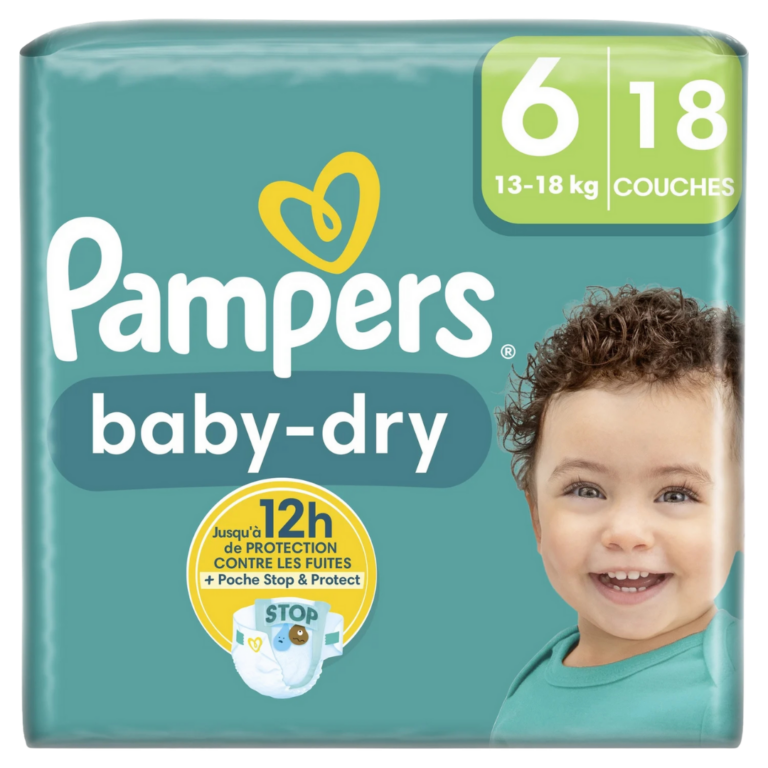 PAMPERS COUCHES BABY-DRY T6 (13-18KG) 18U