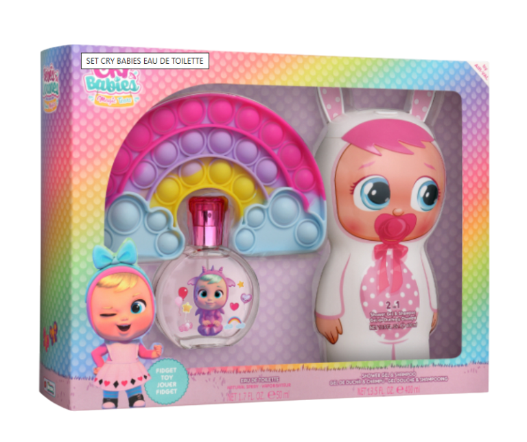 CRY BABIES CONJUNTO DE GEL DE BANHO, ÁGUA DE COLÓNIA