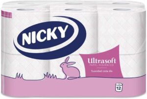 NICKY PAPEL HIGIÉNICO ULTRASOFT 2 FOLHAS 12UN