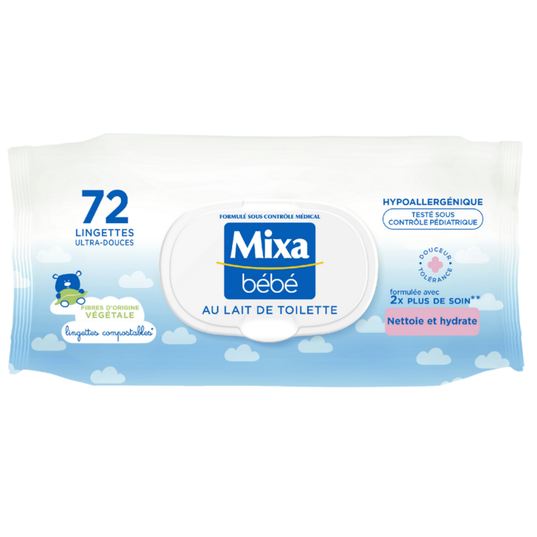 MIXA BEBE LINGETTES LAIT TOILETTE 72U