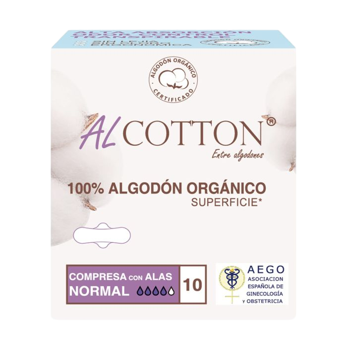 ALCOTTON COMPRESAS 100% ALGODON DIA 10U