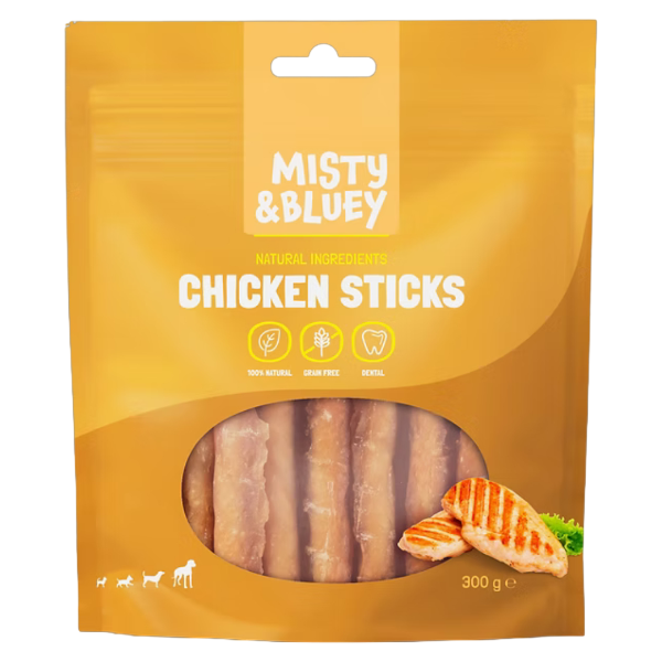 MISTY & BLUEY SNACK ADULTE BÂTONNETS DE POULET 300G