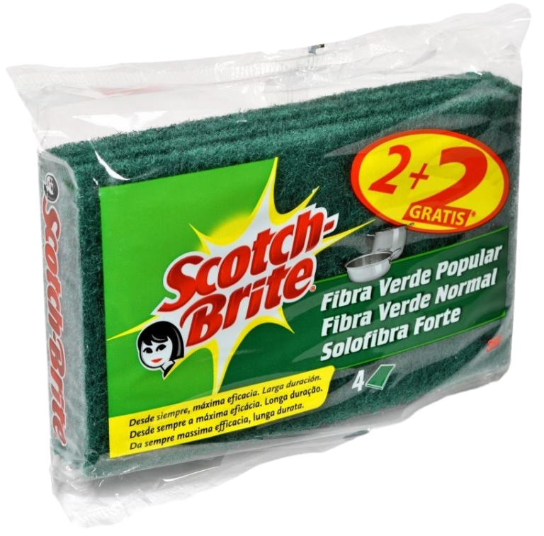 SCOTCH BRITE ESTROPAJO FIBRA VERDE 2+2 U