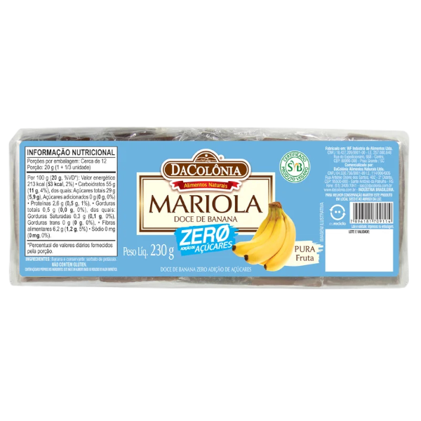 DA COLÓNIA MARIOLA BANANA ZERO 230G