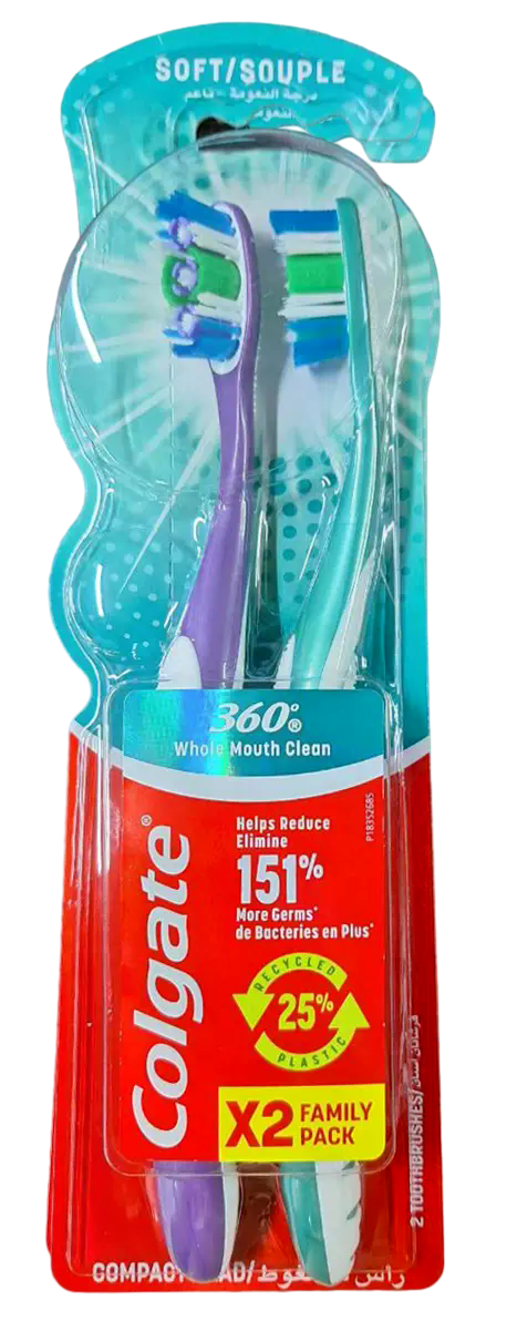 COLGATE 360º CEPILLO DENTAL BLANDO 2 UNIDADES