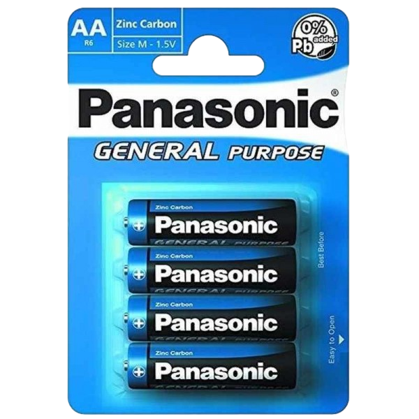 PANASONIC PILAS ZINC CARBON AA R6 PACK 4