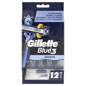 GILLETTE LÂMINAS DESCARTÁVEIS BLUE3 SMOOTH 12 UNIDADES