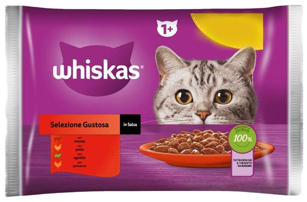 WHISKAS ADULTO SELECAO CARNE 4X85G