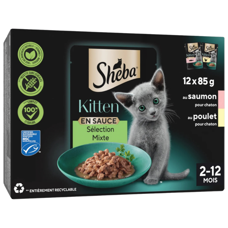 SHEBA PATÉE CHATON AU SAUMON ET POULET 12X85G
