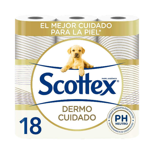 SCOTTEX PAPEL HIGIÉNICO DERMO 3 CAPAS 18 ROLLOS
