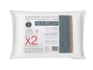  ALMOHADA 60% VISCOELÁSTICA 60X45CM 2UDS