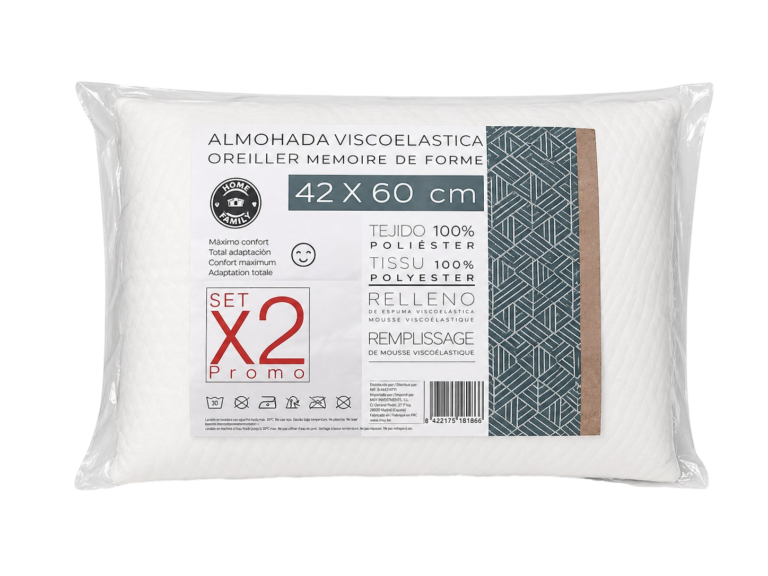  ALMOHADA 60% VISCOELÁSTICA 60X45CM 2UDS