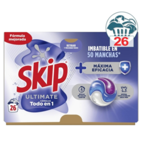 SKIP DETERGENTE CÁPSULAS ULTIMATE MAX EFICACIA 26 DOSIS