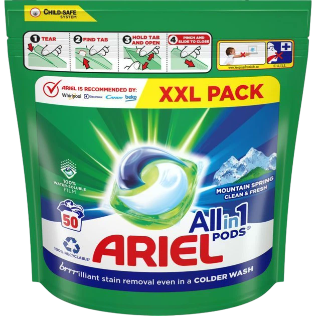 ARIEL DETERGENTE PODS ALL IN ONE MOUNTAIN SPRING 50 DOSES