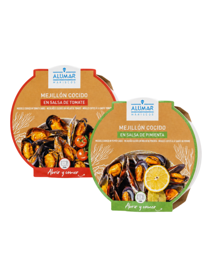 ALUMAR MEXILHÃO COZIDO MOLHO TOMATE / PIMENTA E LIMÃO 500G