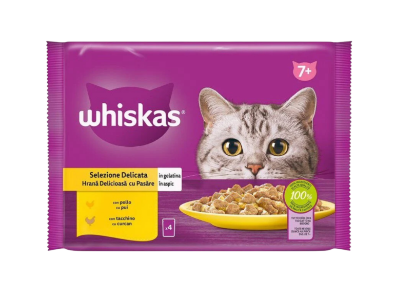 WHISKAS SELEÇÃO DE AVES SÉNIOR 4X85G